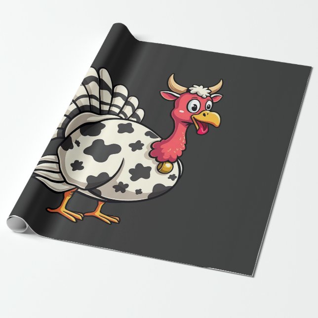 Erntedank Türkei Moo Cow Head Funny Fall Familie Geschenkpapier (Ungerollt)