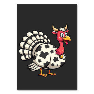Erntedank Türkei Moo Cow Head Funny Fall Familie Tischnummer