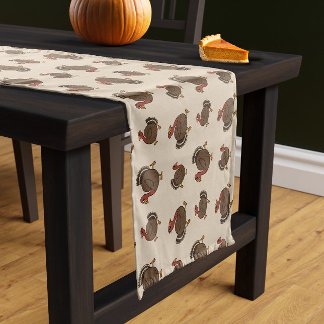 Erntedank Türkei Mustertafel Kurzer Tischläufer (A fun turkey pattern table runner for your fun Thanksgiving table)