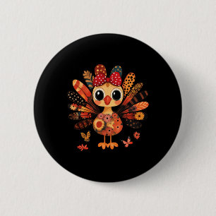 Erntedank Türkei Niedlich Coquette Bow Girl Kid Wo Button