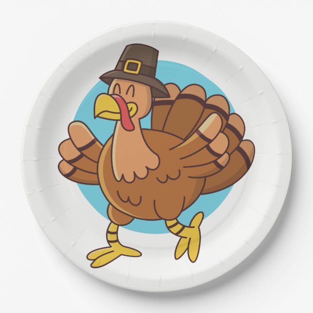 Erntedank Türkei Papier Teller (Vorderseite)