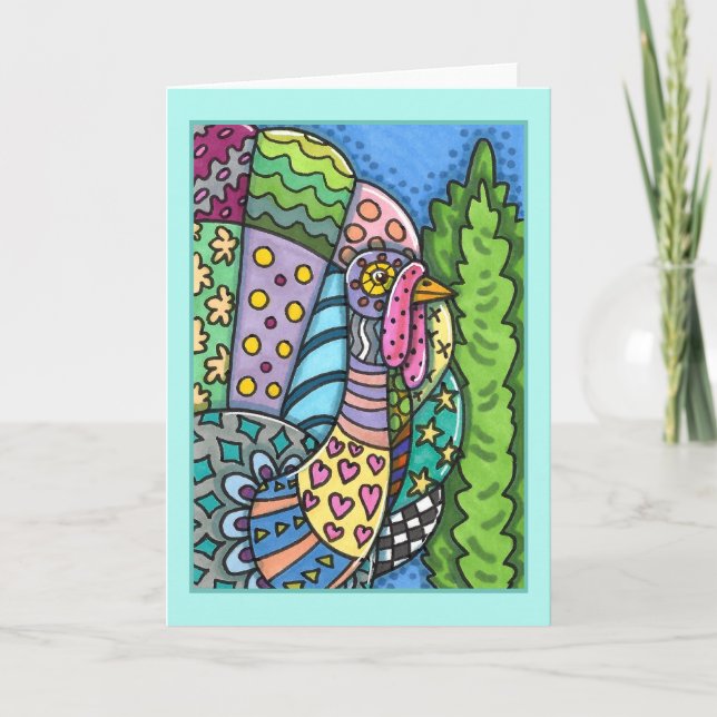 ERNTEDANK TÜRKEI, PATCHWORK FEATHERS, FOLK ART KARTE (Vorderseite)