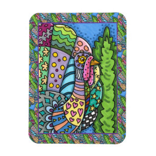 ERNTEDANK TÜRKEI, PATCHWORK FEATHERS, FOLK ART MAGNET