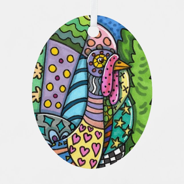 ERNTEDANK TÜRKEI, PATCHWORK FEATHERS, FOLK ART ORNAMENT AUS METALL (Vorderseite)