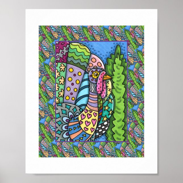 ERNTEDANK TÜRKEI, PATCHWORK FEATHERS, FOLK ART POSTER (Vorne)
