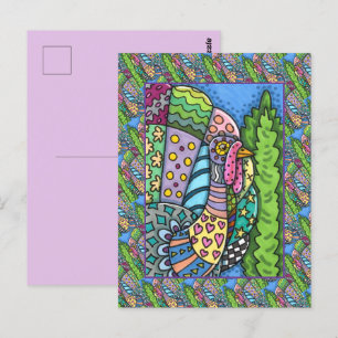 ERNTEDANK TÜRKEI, PATCHWORK FEATHERS, FOLK ART POSTKARTE