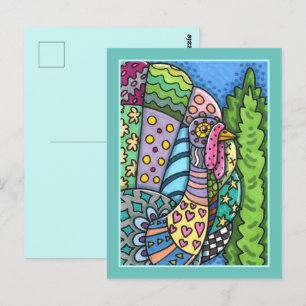 ERNTEDANK TÜRKEI, PATCHWORK FEATHERS, FOLK ART POSTKARTE