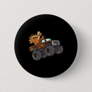 Erntedank Türkei Reiten Monster Truck Boys Kinder Button