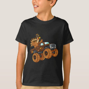 Erntedank Türkei Reiten Monster Truck Boys Kinder T-Shirt