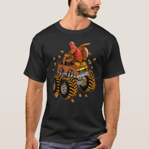 Erntedank Türkei Reiten Monster Truck Boys Kinder T-Shirt