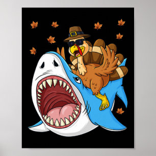 Erntedank Türkei Riding Shark Fun Kleinkind Boys Poster