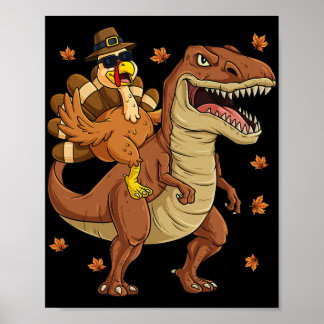 Erntedank Türkei Riding T Rex Dinosaur Kleinkind Poster