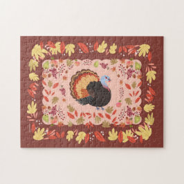 Erntedank Türkei und Herbstlaub Puzzle