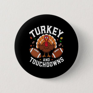 Erntedank Türkei und Touchdowns Fußball Design Button