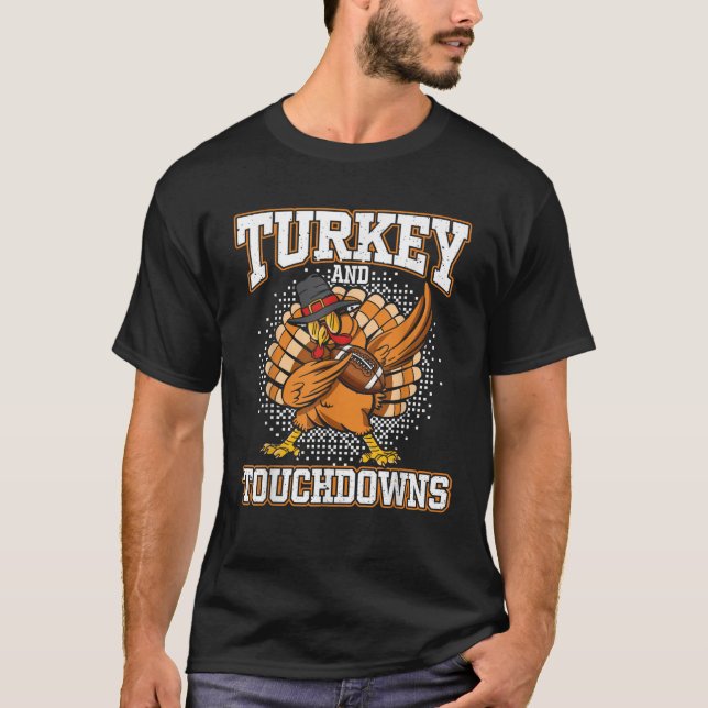 Erntedank Türkei und Touchdowns Fußball Männer Ki T-Shirt (Vorderseite)