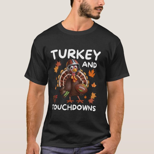 Erntedank Türkei und Touchdowns Fußball Spiel D T-Shirt (Vorderseite)