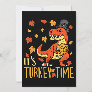 Erntedank Türkei Zeit Fall Leaf Dinosaurier 1 Einladung