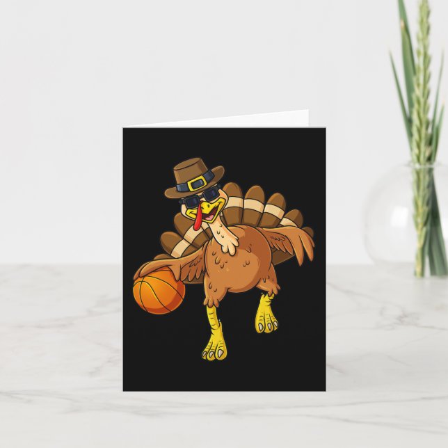 Erntedank Turkey Basketball Player Fun Boys Gir Karte (Vorderseite)