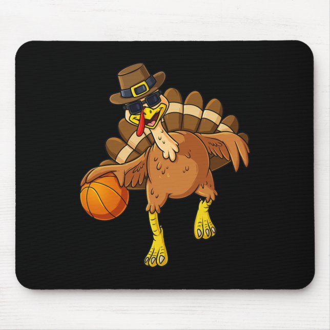 Erntedank Turkey Basketball Player Fun Boys Gir Mousepad (Vorne)