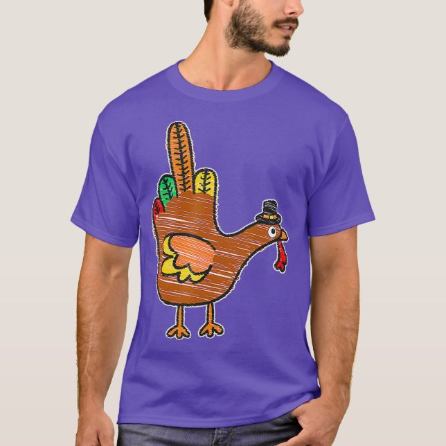 Erntedank Turkey Bird Middle Finger T-Shirt (Vorderseite)