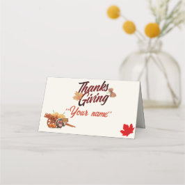 Erntedank Turkey Bird Platzkarte