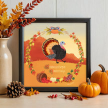 Erntedank Turkey Fall Ernte Art Print