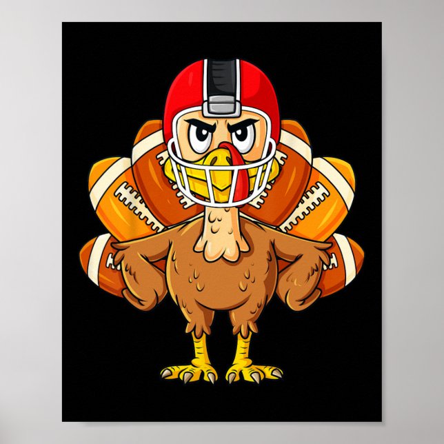 Erntedank Turkey Football Player Fun Boys Girls Poster (Vorne)