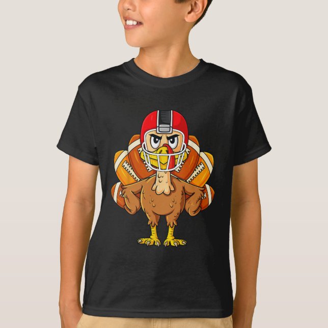 Erntedank Turkey Football Player Fun Boys Girls T-Shirt (Vorderseite)