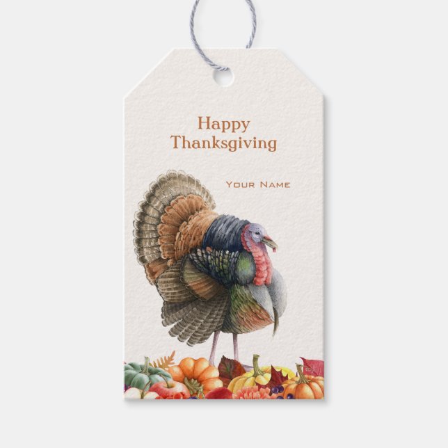 Erntedank Turkey Gift Tag Geschenkanhänger (Vorderseite)