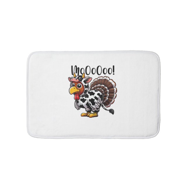 Erntedank Turkey Moo Cow Head Funny Fall Männer Wo Badematte (Vorderseite)
