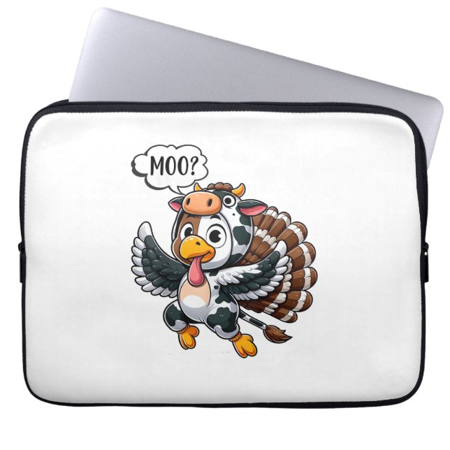 Erntedank Turkey Moo Cow Head Funny Fall Männer Wo Laptopschutzhülle (Vorderseite)