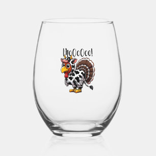 Erntedank Turkey Moo Cow Head Funny Fall Männer Wo Weinglas Ohne Stiel