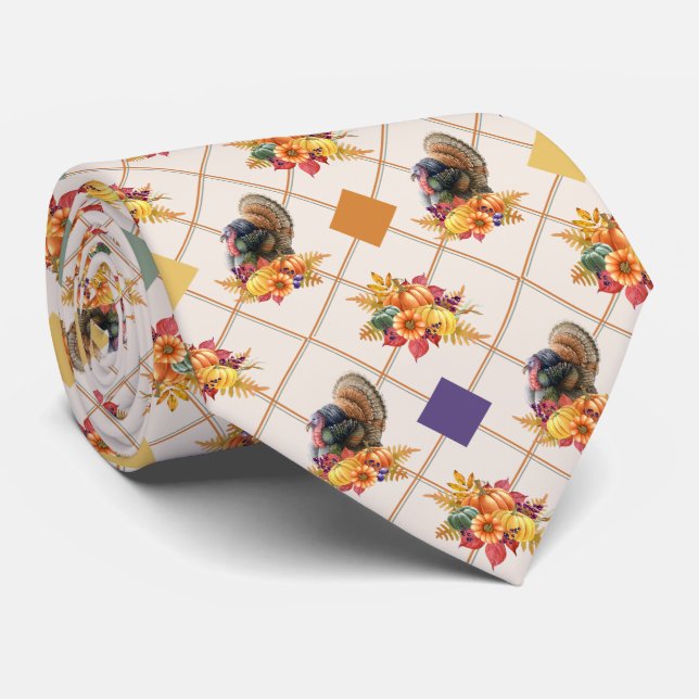 Erntedank Turkey Neck Tie Krawatte (Gerollt)