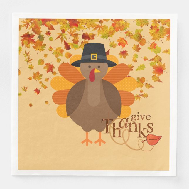 Erntedank Turkey Paper Napkins/Standardessen Serviette (Vorderseite)