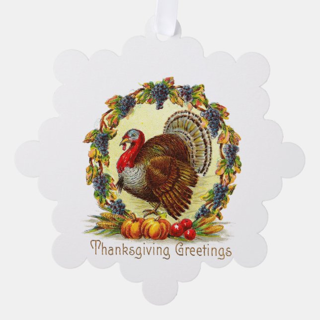 Erntedank Turkey Paper Ornament Card (Vorderseite)
