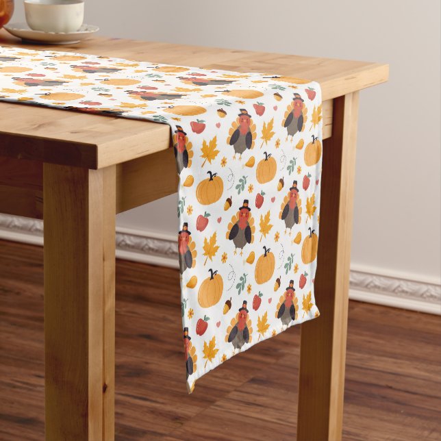 Erntedank Turkey Pumpkin Table Runner Kurzer Tischläufer (Beispiel)