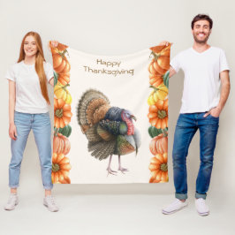 Erntedank Turkey Pumpkins Fleece Blanket