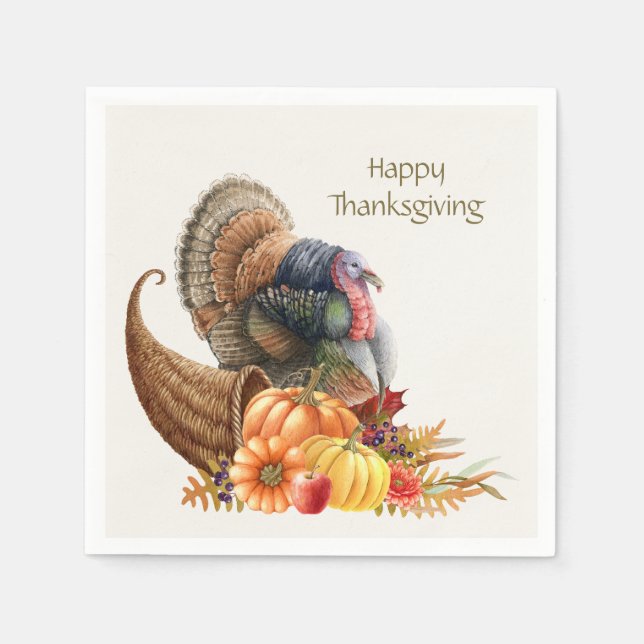 Erntedank Turkey Pumpkins Napkin Serviette (Vorderseite)