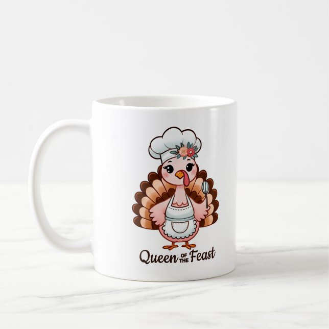 Erntedank Turkey Queen - Funny Holiday Design Kaffeetasse (Links)