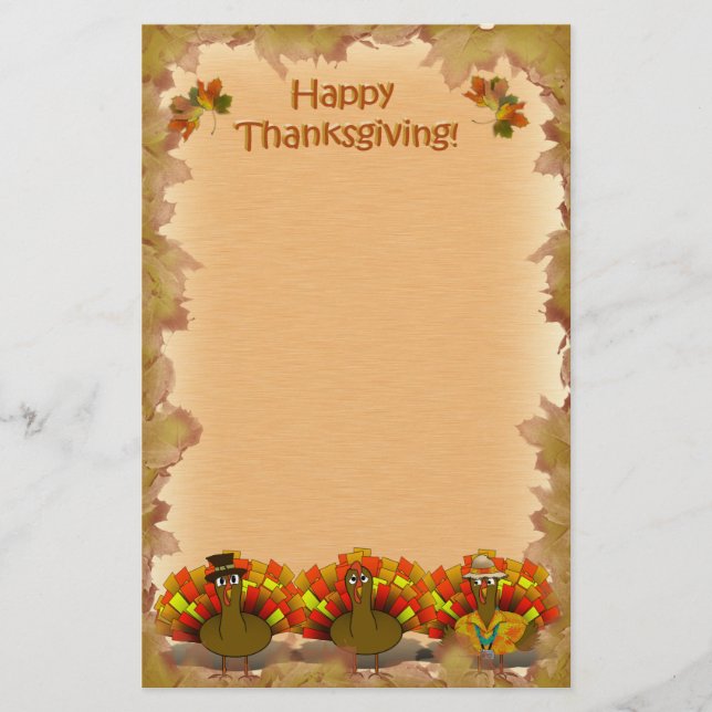 Erntedank Turkey Trio Briefpapier (Vorderseite)