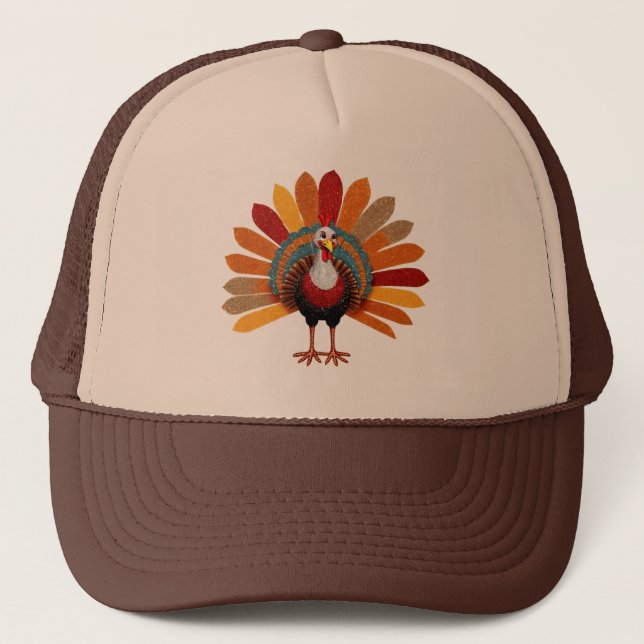 Erntedank Turkey Trucker Hat Truckerkappe (Vorderseite)
