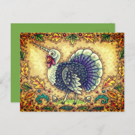 ERNTEDANK TÜRKEY UNICORN, WHIMSICAL FANTASY, FEIERTAGSPOSTKARTE