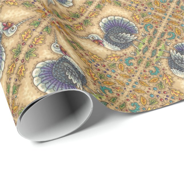 ERNTEDANK TÜRKEY UNICORN, WHIMSICAL FANTASY GESCHENKPAPIER (Rolleneckpunkt)