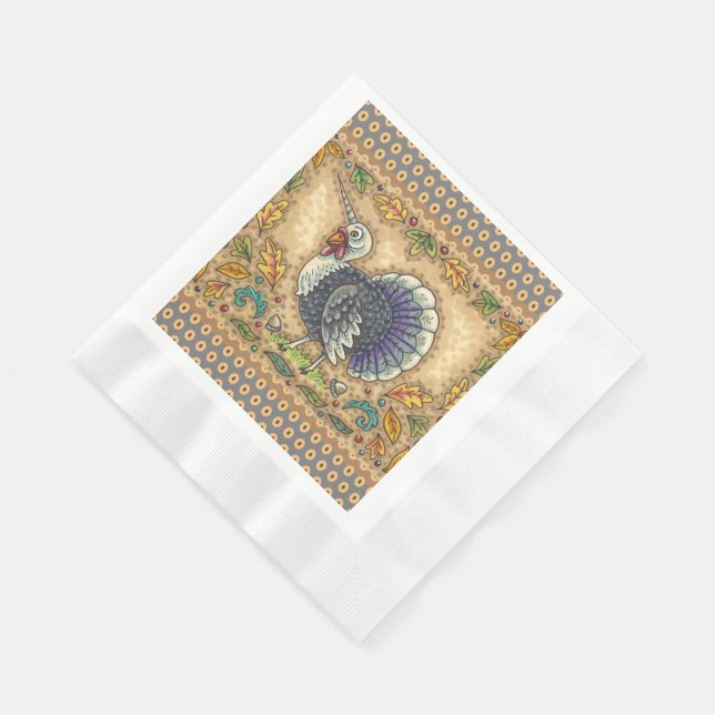 ERNTEDANK TÜRKEY UNICORN, WHIMSICAL FANTASY SERVIETTE (Ecke)