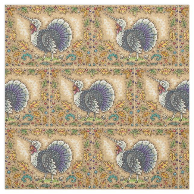 ERNTEDANK TÜRKEY UNICORN, WHIMSICAL FANTASY STOFF (Muster)