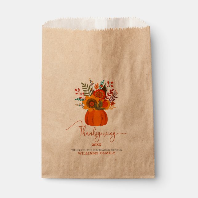 Erntedank Typografie Fall Blume Bouquet Geschenktütchen (Vorderseite)