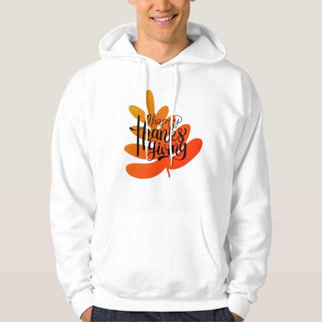 Erntedank Typografie mit Fallleaf Hoodie (Vorderseite)