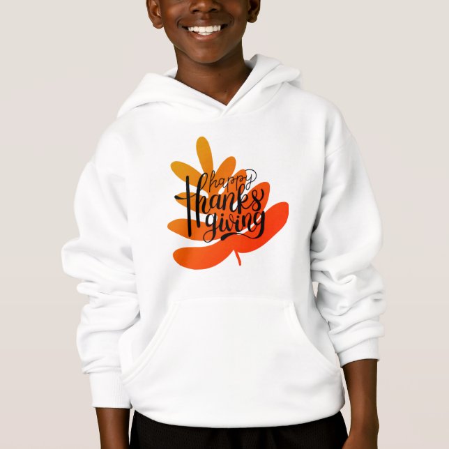 Erntedank Typografie mit Fallleaf Hoodie (Vorderseite)