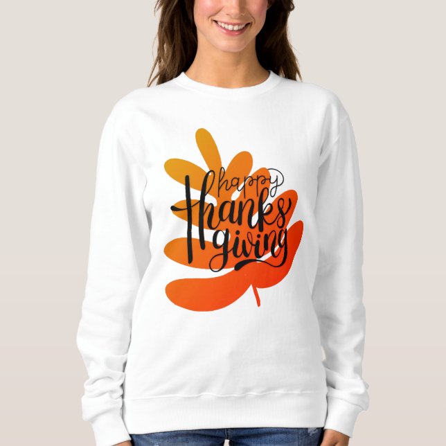 Erntedank Typografie mit Fallleaf Sweatshirt (Vorderseite)