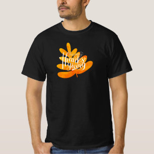 Erntedank Typografie mit T - Shirt aus Fallblätter